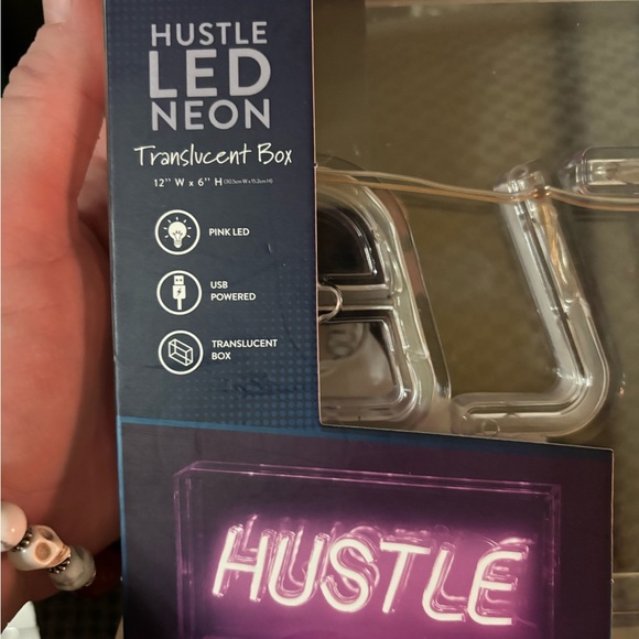 Urban Shop LED Neon Hustle Light-up Clear Acrylic Box, Pink - Picture 10 of 10